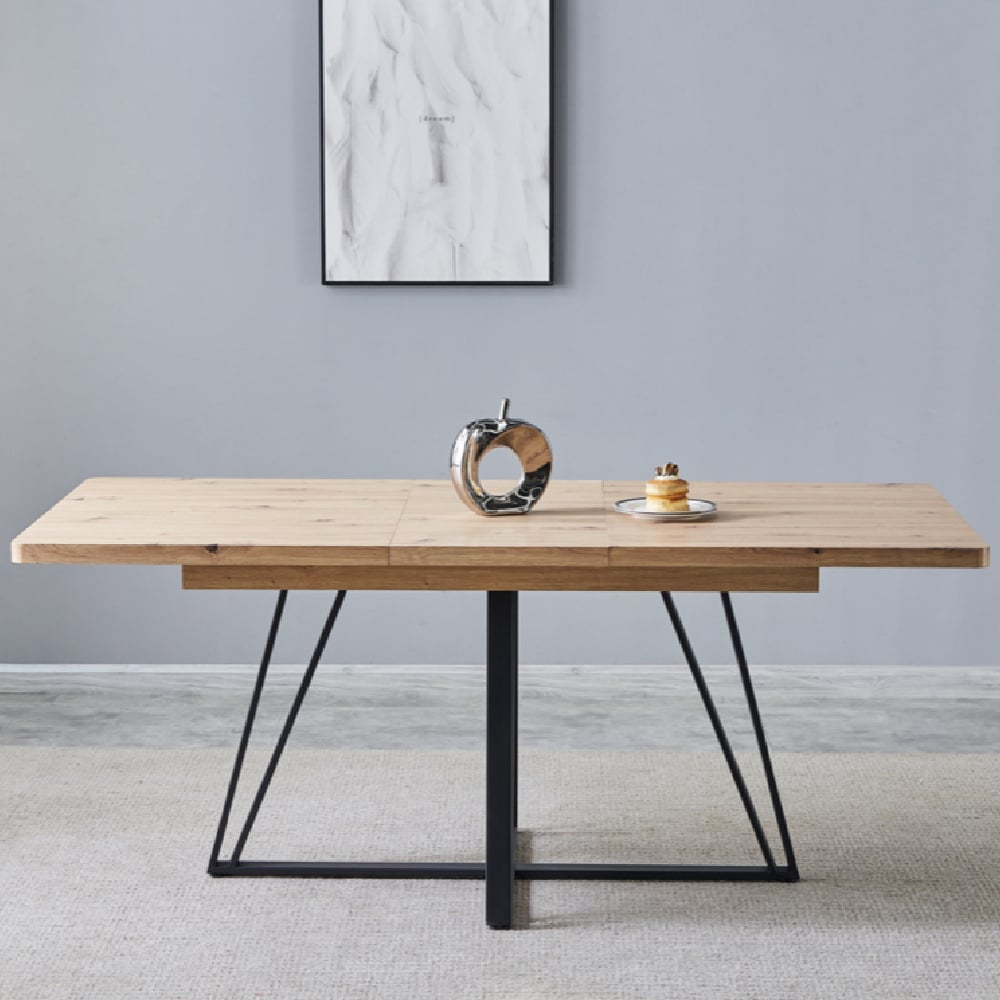 Charlotte Wooden Extending Dining Table In Oak | Bed Sava