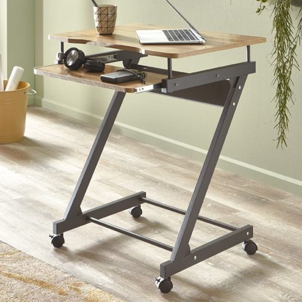 Charlottesville Wooden Laptop Desk In Anthracite And Oak | Bed Sava
