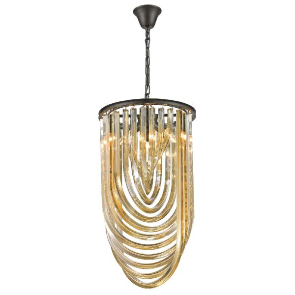 Chelsea 3 Light Champagne Crystal Pendant Light In Black | Bed Sava