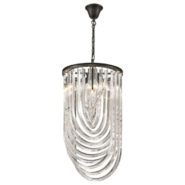 Chelsea 3 Light Clear Crystal Pendant Light In Black | Bed Sava