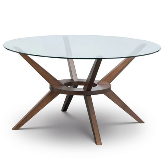 Calderon Large Glass Top Dining Table With Walnut Legs | Bed Sava