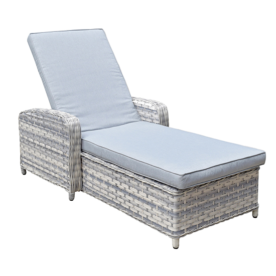 Chenja Rattan Garden Sun Lounger In Silver Grey