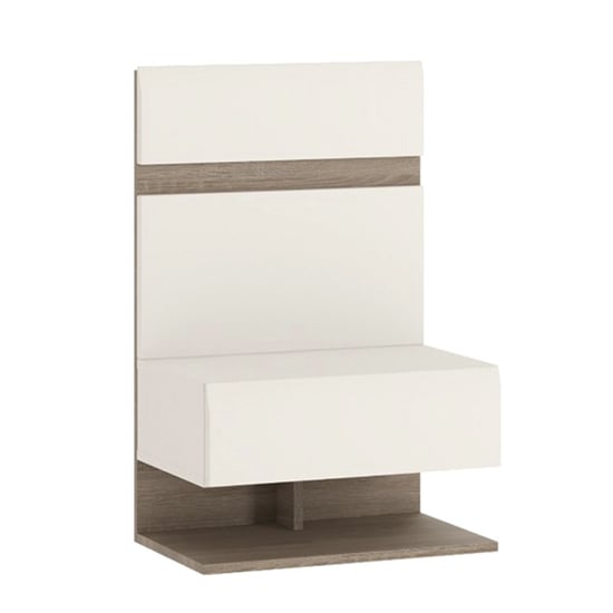 Cheya High Gloss Bedside Cabinet With 1 Shelf In White Truffle Oak