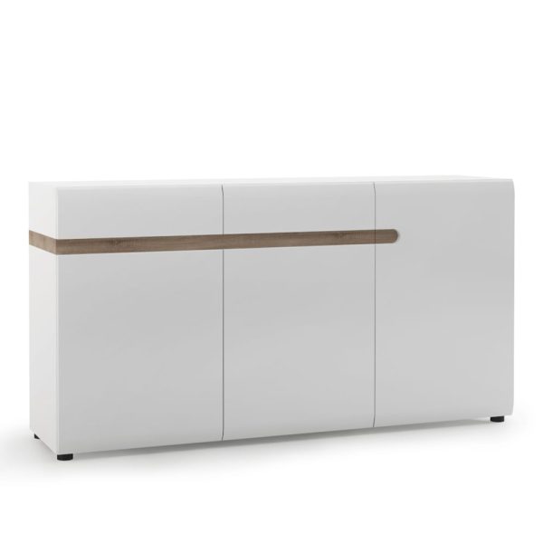 Cheya High Gloss Sideboard With 2 Drawers In White Truffle Oak | Bed Sava
