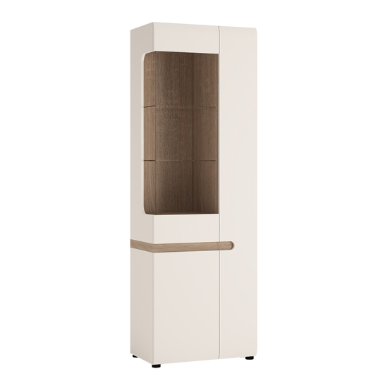 Cheya High Gloss Right Handed Display Unit In White Truffle Oak