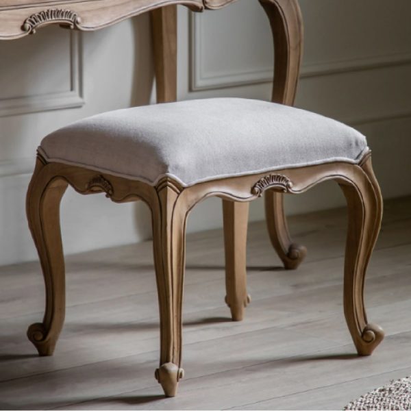 Chia Fabric Dressing Stool In Weathered | Bed Sava