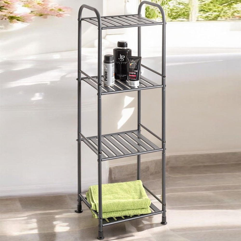 Chickasaw Metal Side Table With 4 Shelves In Anthracite