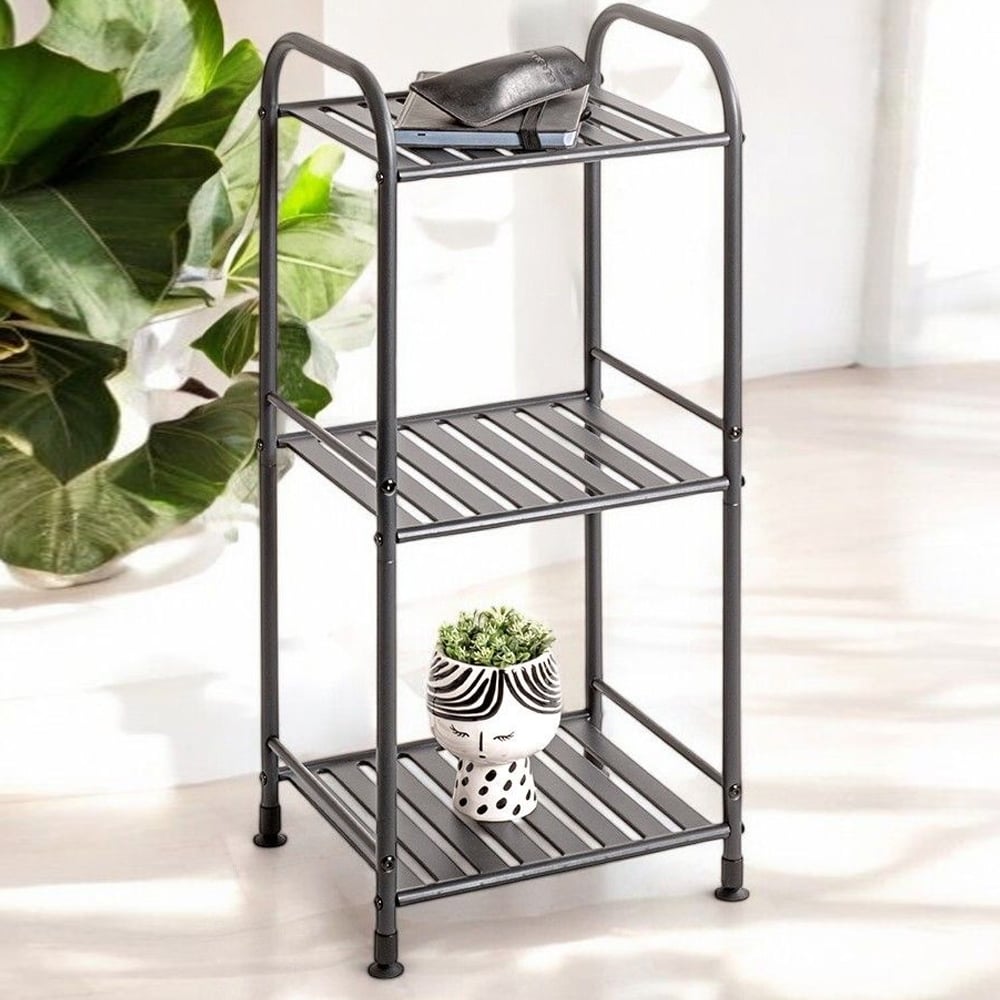 Chickasaw Metal Side Table With 3 Shelves In Anthracite