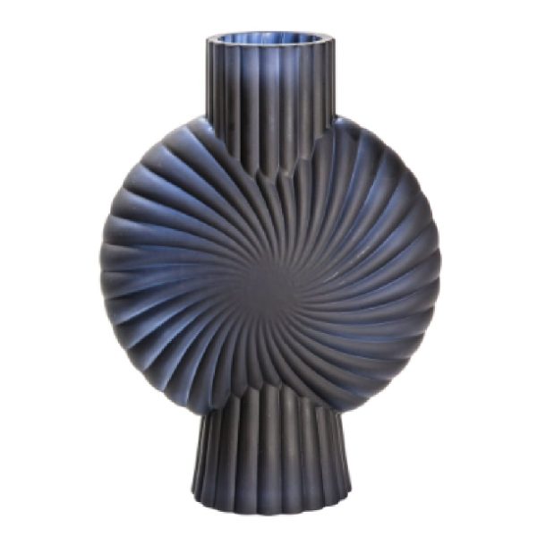 Chickasha Small Frosted Glass Vase In Matt Black | Bed Sava