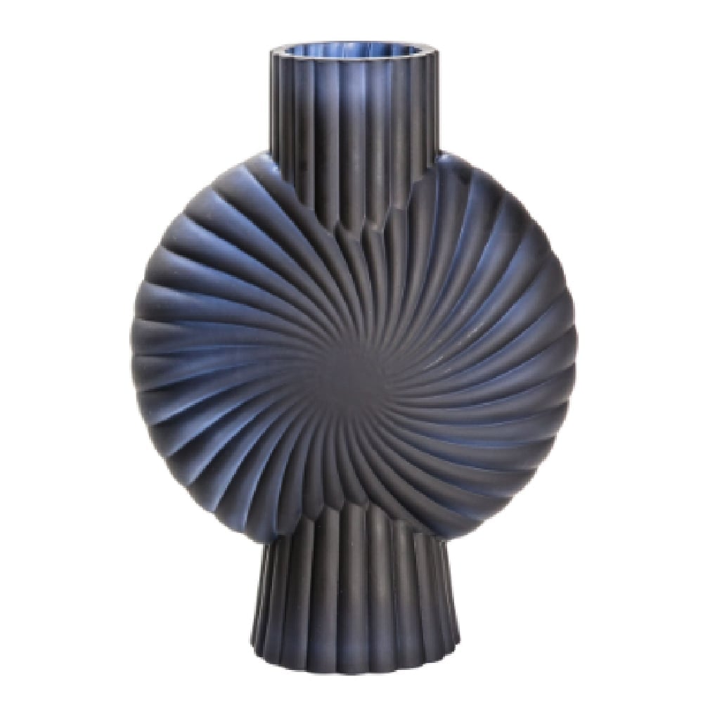 Chickasha Small Frosted Glass Vase In Matt Black | Bed Sava