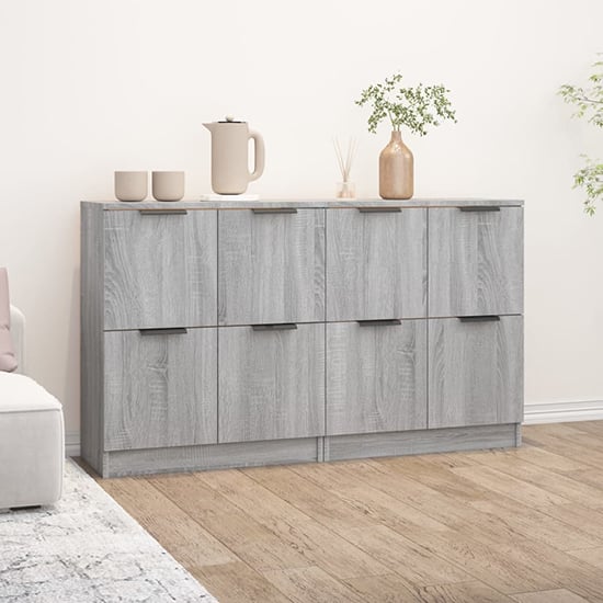 Chicory Wooden Sideboard With 4 Doors In Grey Sonoma Oak | Bed Sava