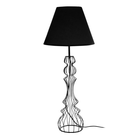 Chicoya Black Fabric Shade Table Lamp With Metal Wire Base | Bed Sava
