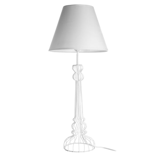 Chicoya White Fabric Shade Table Lamp With Metal Wire Base | Bed Sava