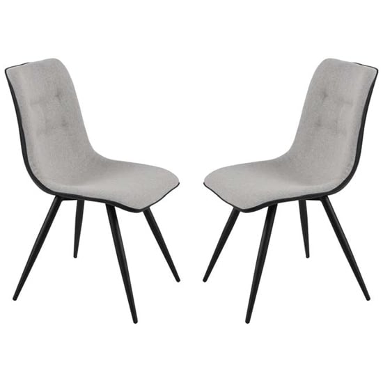 Chieti Grey Fabric Dining Chairs With Grey Legs In Pair