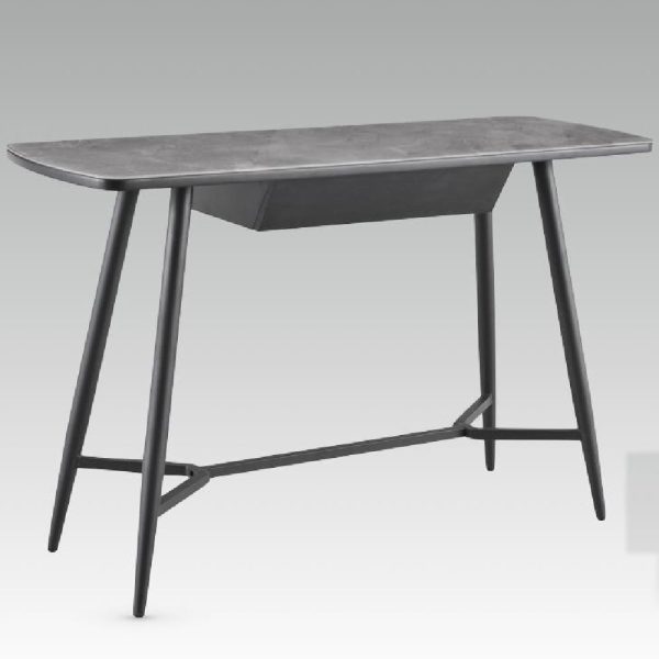 Chieti Grey Glass Top Console Table With Black Legs | Bed Sava