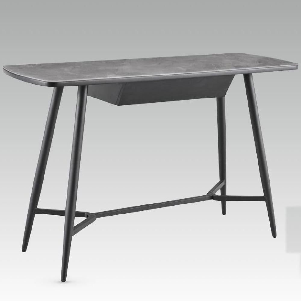 Chieti Grey Glass Top Console Table With Black Legs