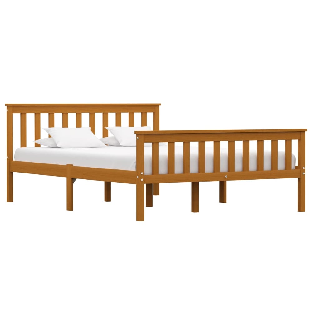 Chilliwack Wooden Double Bed In Honey Brown | Bed Sava