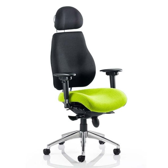 Chiro Black Back Headrest Office Chair With Myrrh Green Seat | Bed Sava