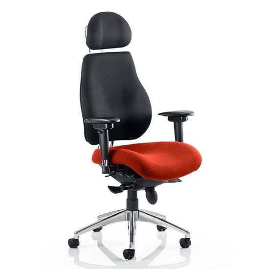 Chiro Black Back Headrest Office Chair With Tabasco Red Seat | Bed Sava