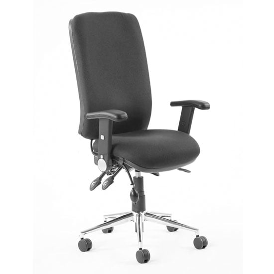 Chiro Fabric High Back Office Chair In Black With Folding Arms | Bed Sava