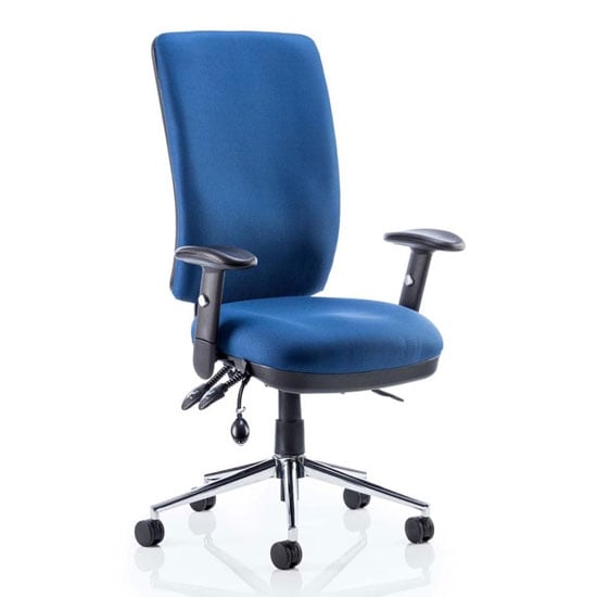 Chiro Fabric High Back Office Chair In Blue With Arms | Bed Sava