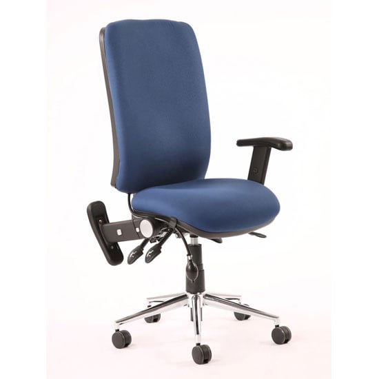 Chiro Fabric High Back Office Chair In Blue With Folding Arms | Bed Sava