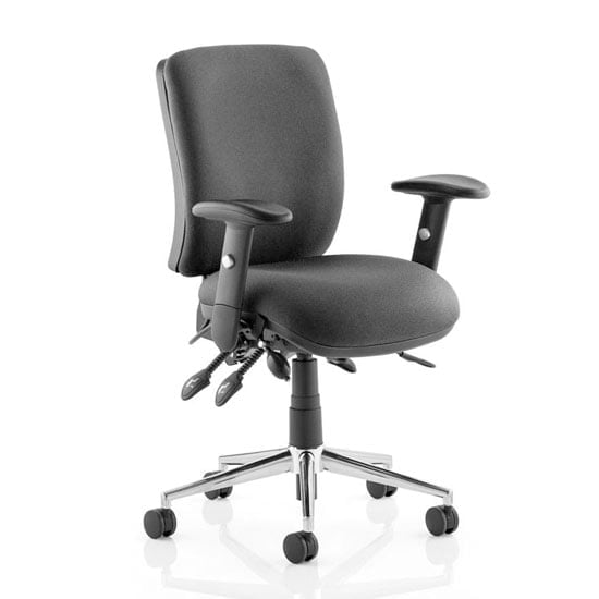 Chiro Fabric Medium Back Office Chair In Black With Arms | Bed Sava