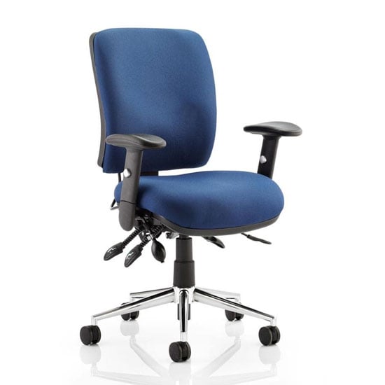 Chiro Fabric Medium Back Office Chair In Blue With Arms | Bed Sava