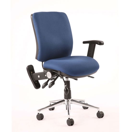 Chiro Fabric Medium Back Office Chair In Blue With Folding Arms | Bed Sava