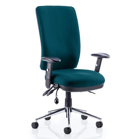 Chiro High Back Office Chair In Maringa Teal With Arms | Bed Sava
