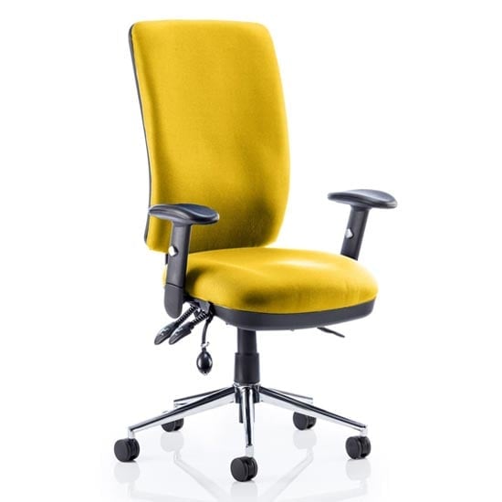 Chiro High Back Office Chair In Senna Yellow With Arms | Bed Sava