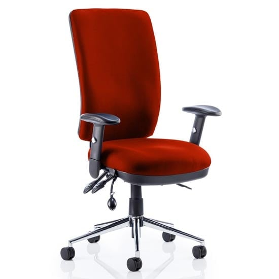 Chiro High Back Office Chair In Tobasco Red With Arms | Bed Sava