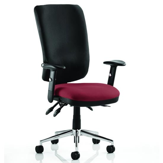 Chiro High Black Back Office Chair In Ginseng Chilli With Arms | Bed Sava
