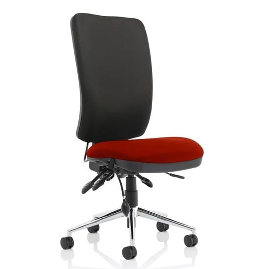 Chiro High Black Back Office Chair In Ginseng Chilli No Arms | Bed Sava