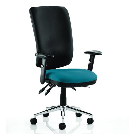 Chiro High Black Back Office Chair In Maringa Teal With Arms | Bed Sava