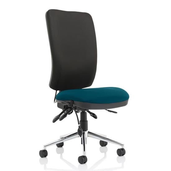 Chiro High Black Back Office Chair In Maringa Teal No Arms | Bed Sava