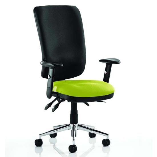 Chiro High Black Back Office Chair In Myrrh Green With Arms | Bed Sava