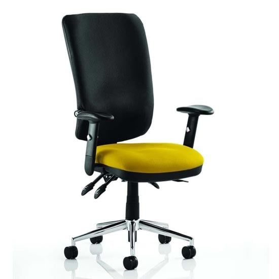 Chiro High Black Back Office Chair In Senna Yellow With Arms | Bed Sava
