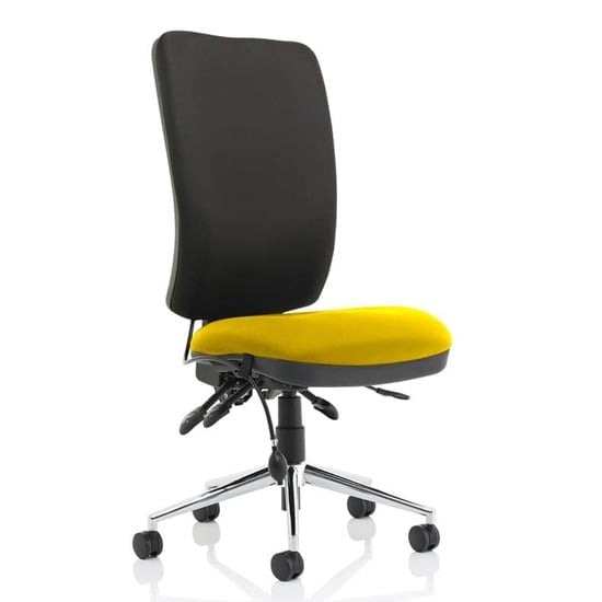 Chiro High Black Back Office Chair In Senna Yellow No Arms | Bed Sava