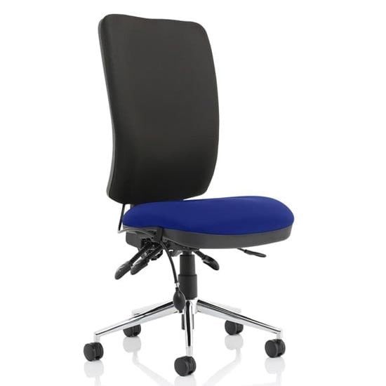 Chiro High Black Back Office Chair In Stevia Blue No Arms | Bed Sava