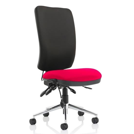 Chiro High Black Back Office Chair In Tabasco Red No Arms | Bed Sava