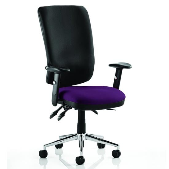 Chiro High Black Back Office Chair In Tansy Purple With Arms | Bed Sava