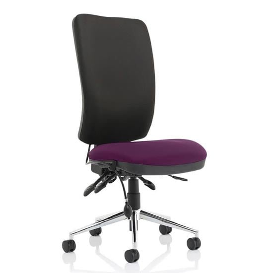 Chiro High Black Back Office Chair In Tansy Purple No Arms | Bed Sava