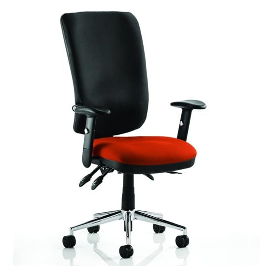 Chiro High Black Back Office Chair In Tobasco Red With Arms | Bed Sava