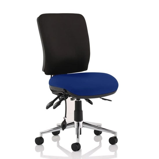 Chiro Medium Back Office Chair With Stevia Blue Seat No Arms | Bed Sava