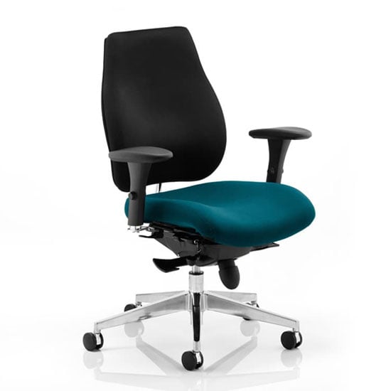 Chiro Plus Black Back Office Chair With Maringa Teal Seat | Bed Sava