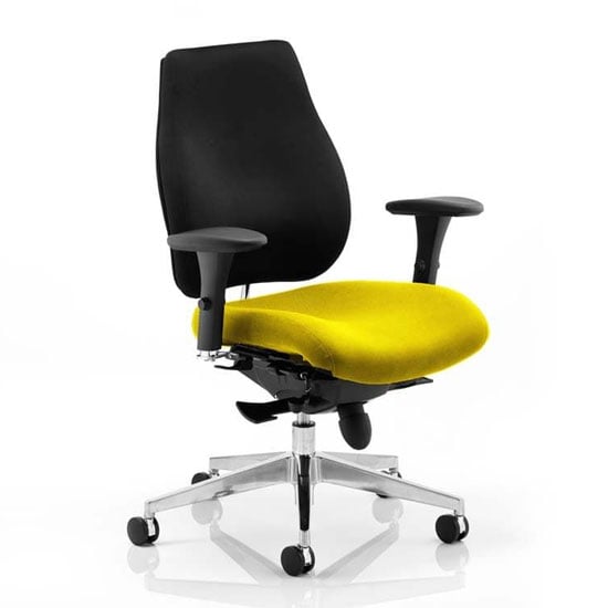 Chiro Plus Black Back Office Chair With Senna Yellow Seat | Bed Sava