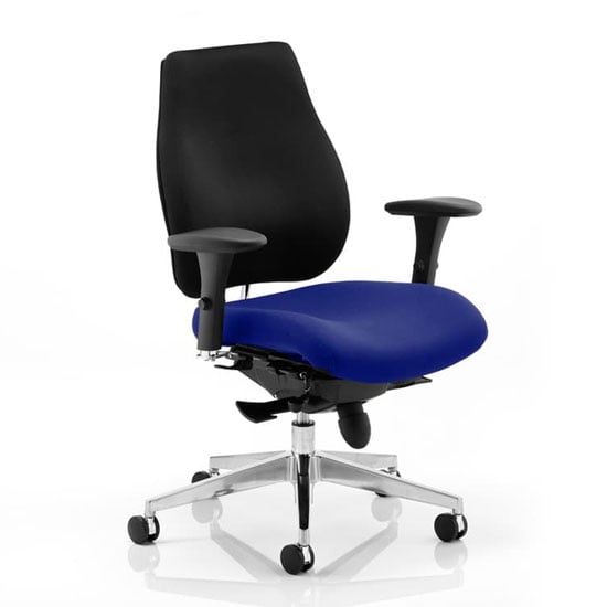 Chiro Plus Black Back Office Chair With Stevia Blue Seat | Bed Sava