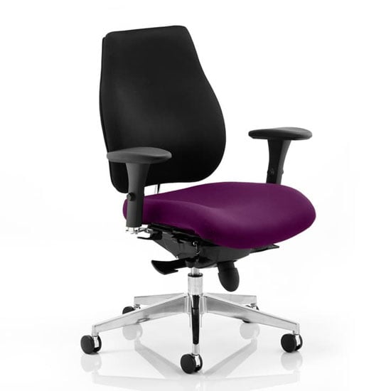 Chiro Plus Black Back Office Chair With Tansy Purple Seat | Bed Sava