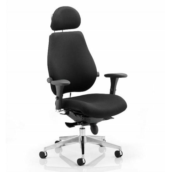Chiro Plus Fabric Headrest Office Chair In Black With Arms | Bed Sava